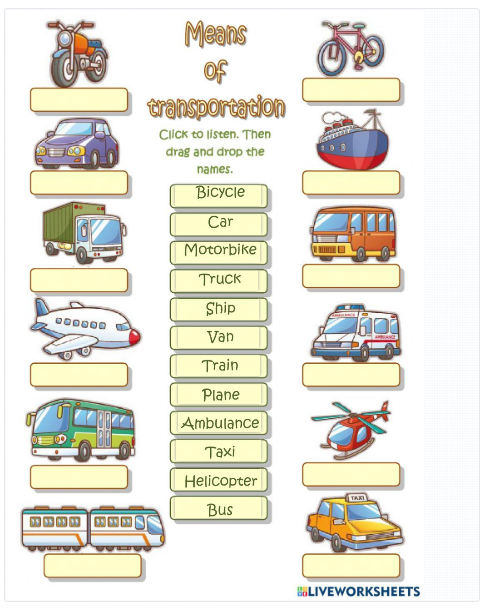 Multi 5 - Means Of Transportation Worksheet by jessyf